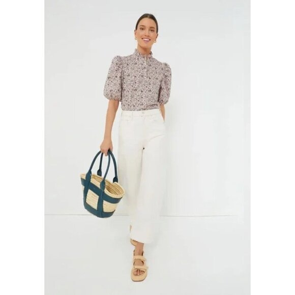 Hyacinth House by Tuckernuck Blush Floral Florence Blouse Shirt XXS Peasant NWT - Picture 2 of 9